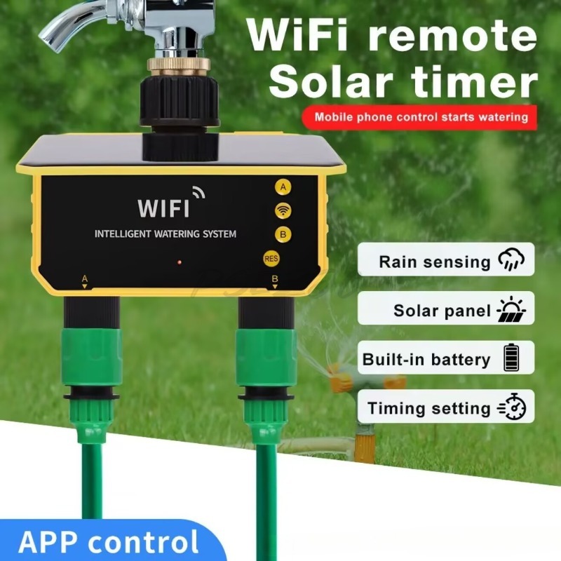 WiFi Solar Water Valve Irrigat - Timer Dual Outlet recension och pris