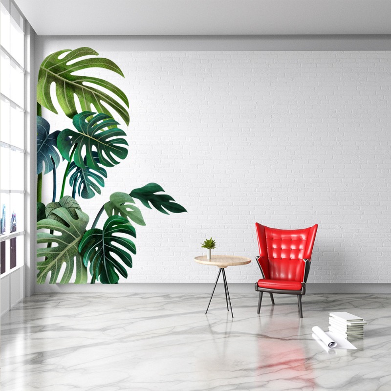 Large Nordic Green Leaf Wall S - Pvc Panel Background recension och pris